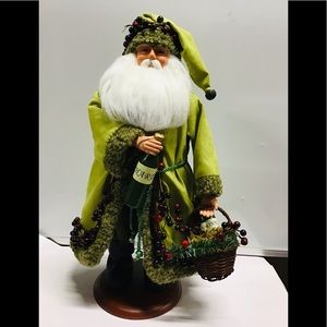 NWT green wine Chardonnay Santa Claus doll 16” tall 42846